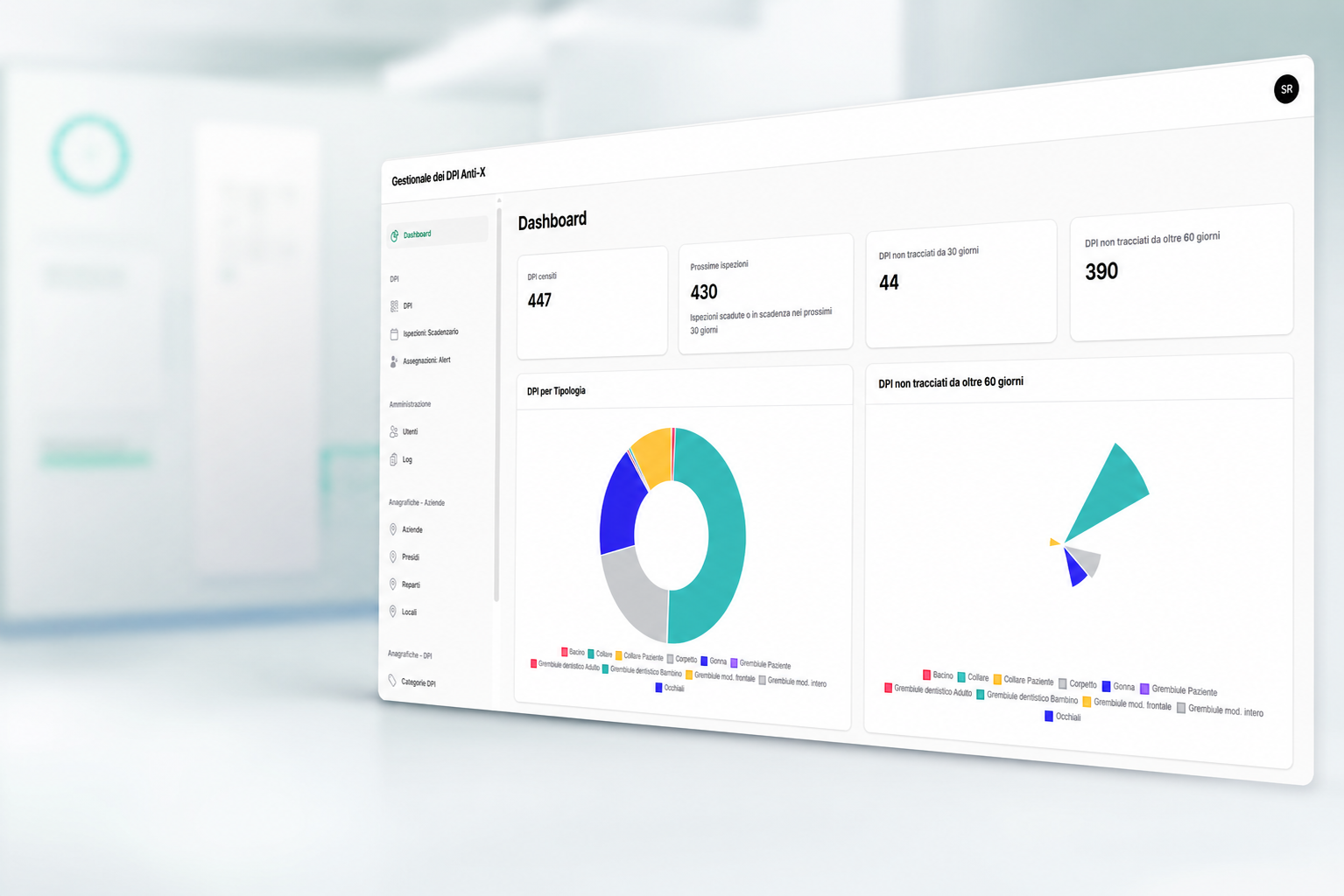 Dashboard Traccia per il controllo e lo storico delle verifiche dei DPI