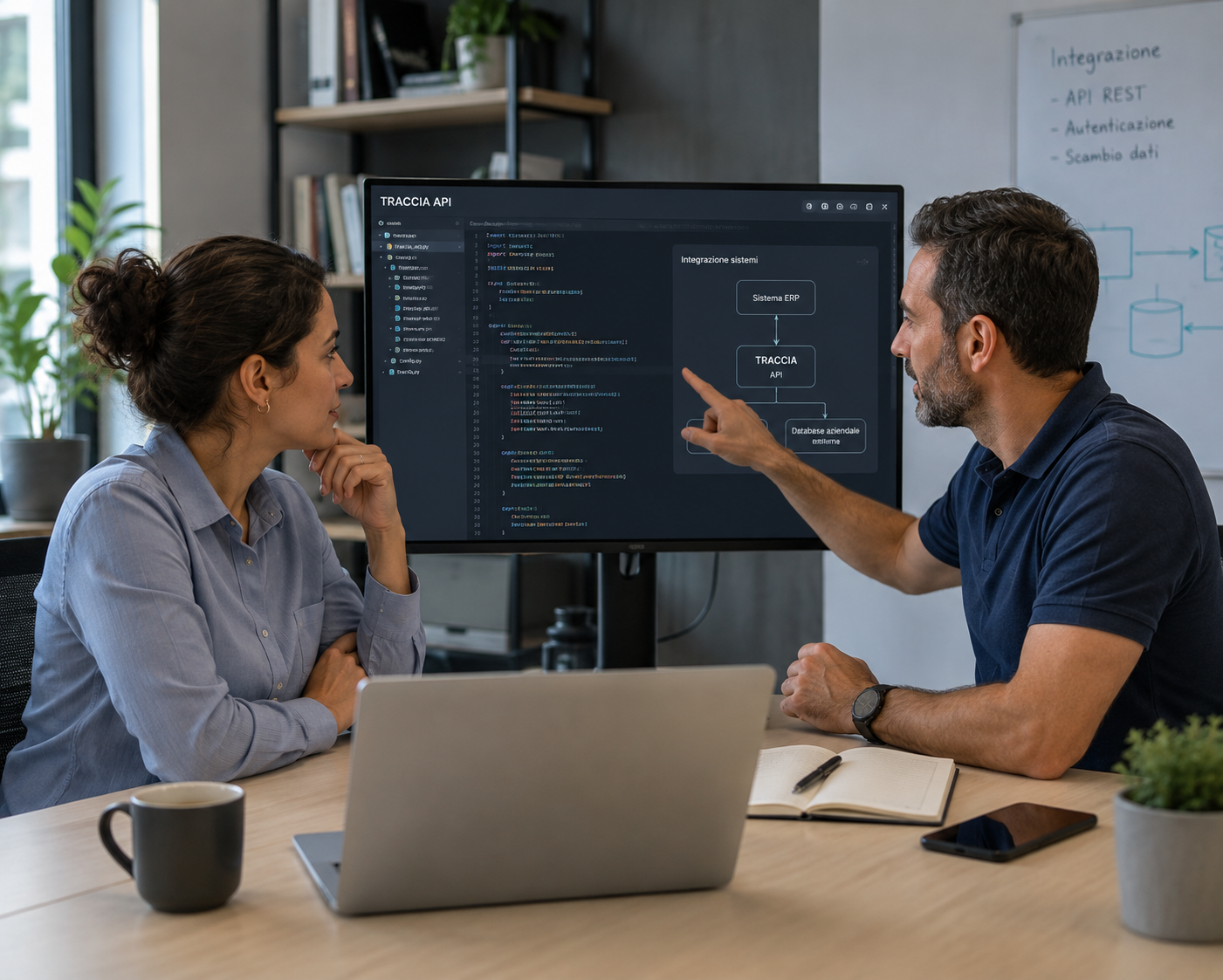 Specialisti analizzano l’integrazione API tra Traccia e i sistemi aziendali